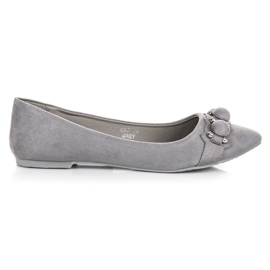 Seastar bailarinas de ante con cuello de pico gris