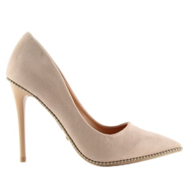 Tacones beige elegantes de mujer NF-23P Beige