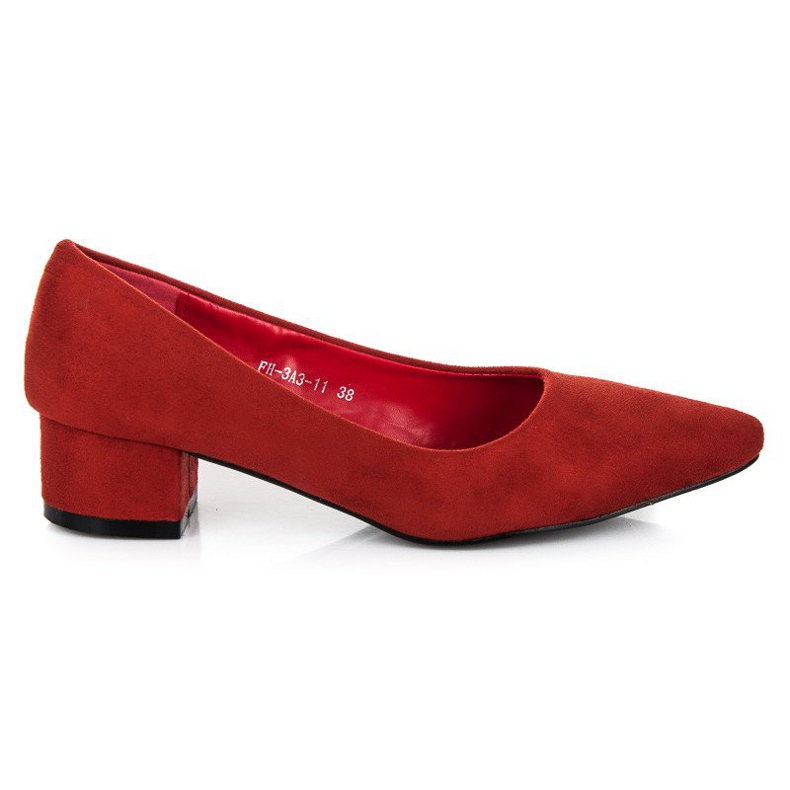 Best Shoes Salones de ante con tacones bajos rojo