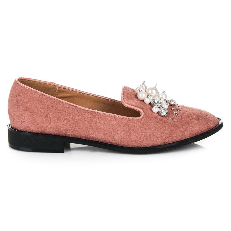 Best Shoes Señores de ante con perlas rosado