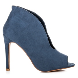 Bestelle Botines de ante con puntera abierta azul Bestelle Botines de ante con puntera abierta azul