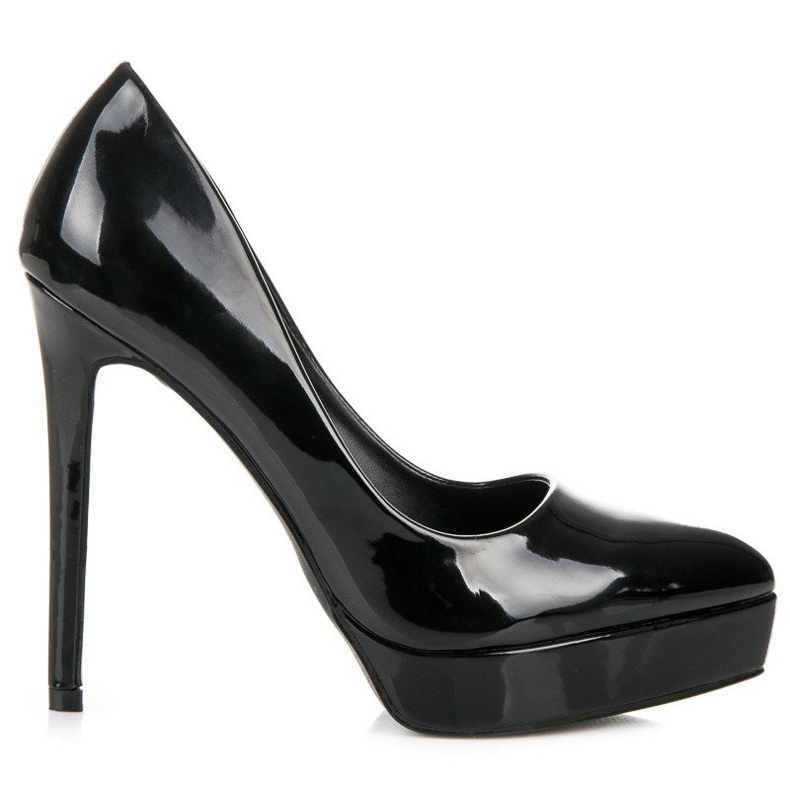 Small Swan Tacones lacados en la plataforma negro