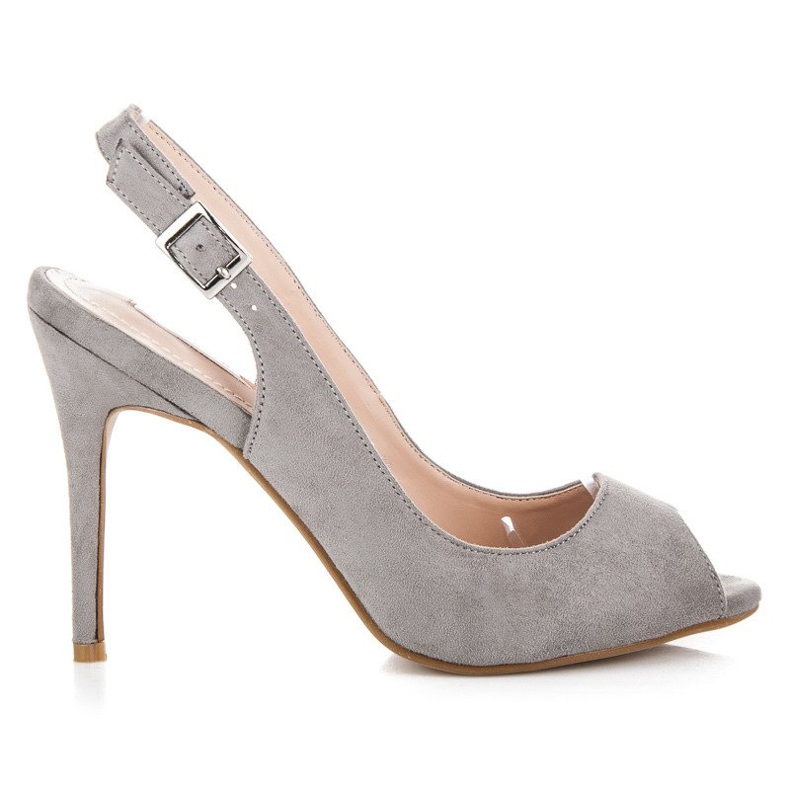 Bestelle Sandalias de gamuza en un tacón alto gris