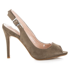 Bestelle Sandalias de gamuza en un tacón alto verde