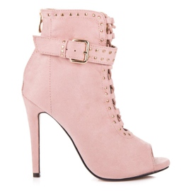 Seastar Botines de ante con puntera abierta rosado