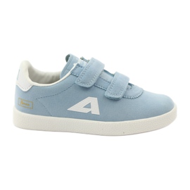 American Club Zapatos deportivos, plantilla de cuero azul para velcro