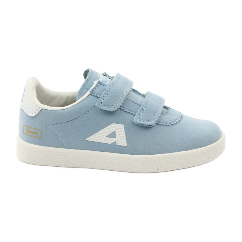 American Club Zapatos deportivos, plantilla de cuero azul para velcro