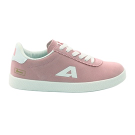 American Club Zapatillas deportivas con plantilla de piel americana blanco rosa
