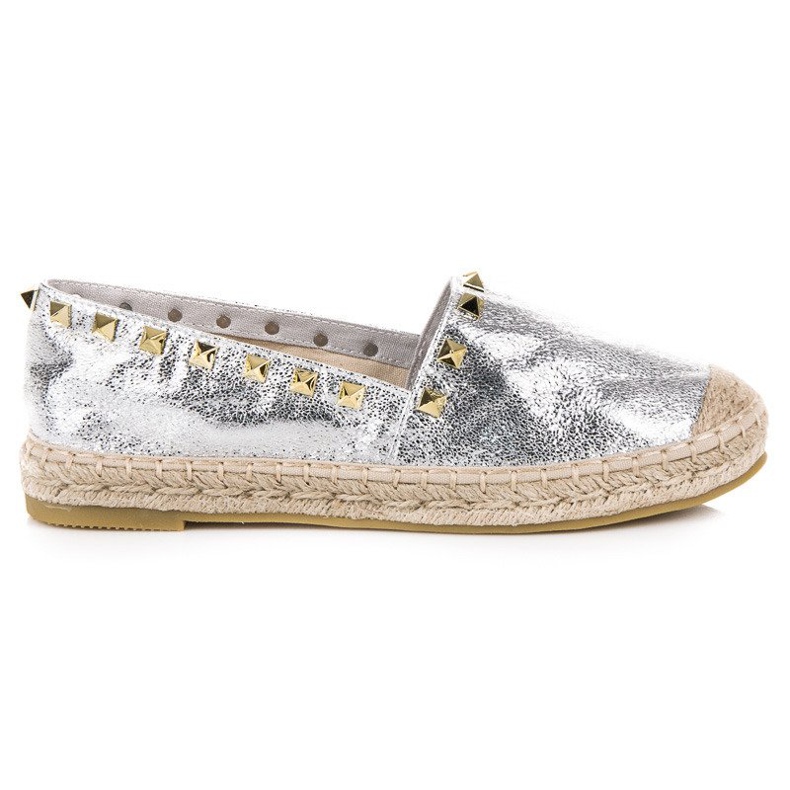 Coura Alpargatas plateadas con tachuelas gris