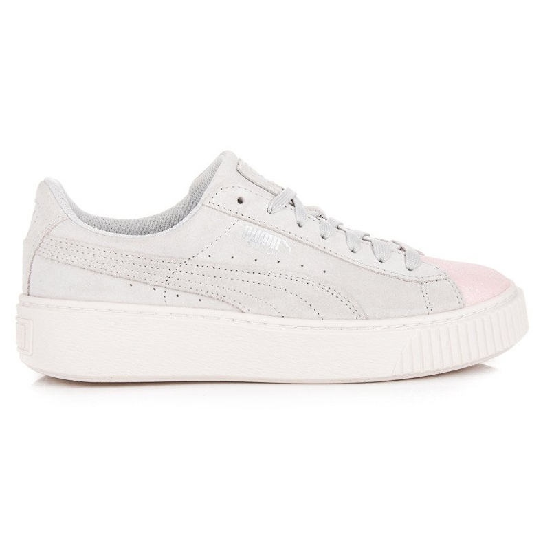 Puma Suede Plataforma Glam Jr gris rosado Puma Suede Plataforma Glam Jr gris rosado