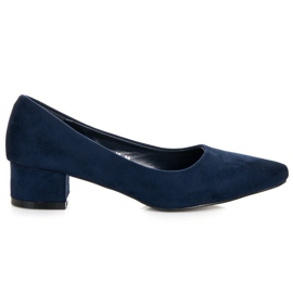 Best Shoes Salones de ante con tacones bajos azul