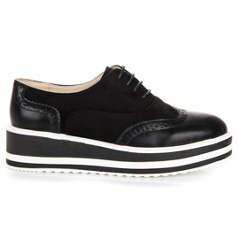 Fgm Paris Zapatos brogue atados en la plataforma negro