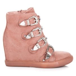Bestelle Deportivas de ante con hebillas rosado Bestelle Deportivas de ante con hebillas rosado