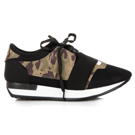 Zapatos deportivos sin cordones negro marrón verde