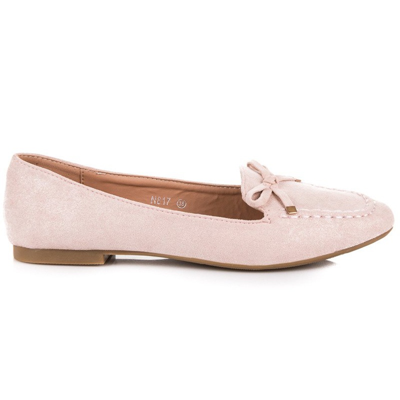 Small Swan Mocasines de ante con lazo rosado