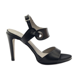 Sandalias de piel con tacón Edeo 3208 negro