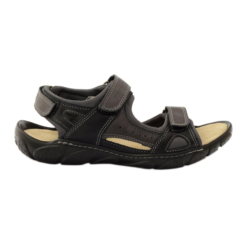 Sandalias de piel con velcro Naszbut 043 negro gris