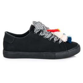Ideal Shoes Deportivas negras con flecos negro