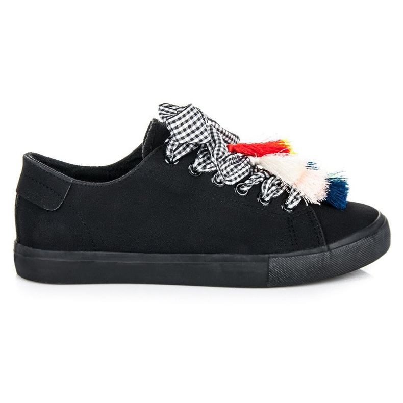 Ideal Shoes Deportivas negras con flecos negro