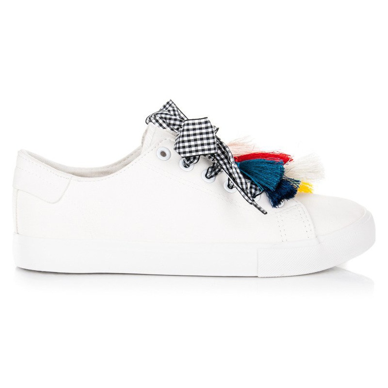 Ideal Shoes Deportivas blancas con flecos blanco