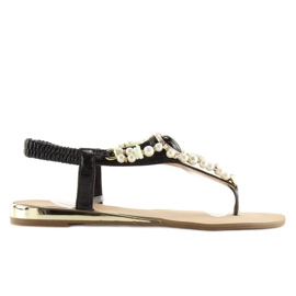 Sandalias con perlas negras D580 negro