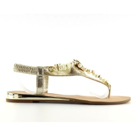 Sandalias con perlas doradas D580 oro gris