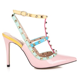 Vices Sandalias coloridas en vicios de tacón alto rosa