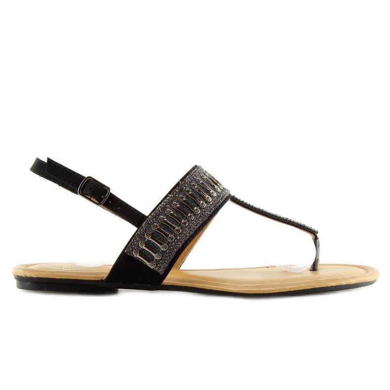 Sandalias negras con piedras negras 6700 Black negro Sandalias negras con piedras negras 6700 Black negro