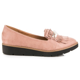 Comer Mocasines rosas con perlas