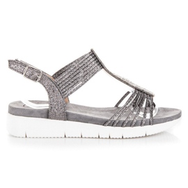 Kylie Sandalias con cristales gris