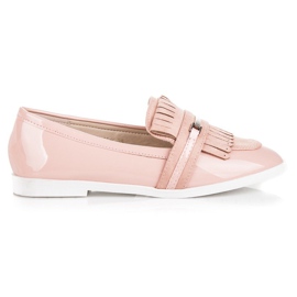 Ideal Shoes Mocasines lacados en polvo rosa