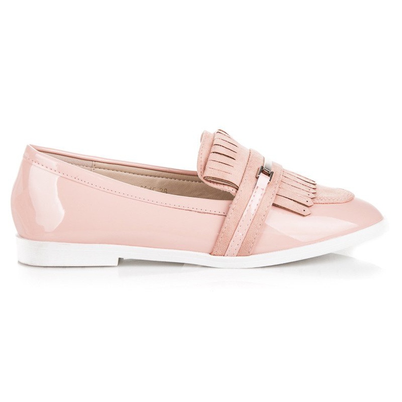 Ideal Shoes Mocasines lacados en polvo rosado