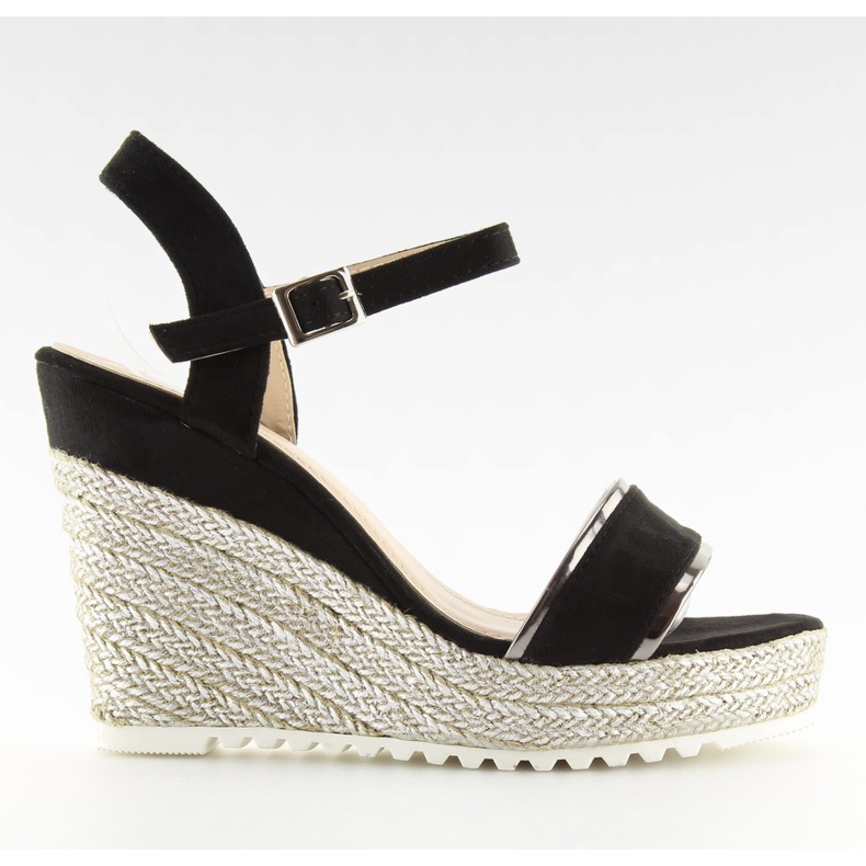 Negro Sandalias alpargatas con cuñas negras 6823 Black