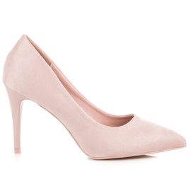 Tacones de ante en polvo rosado
