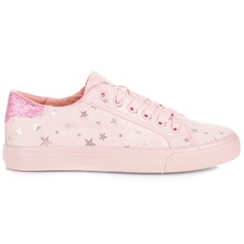 Deportivas de ante con estrellas rosado