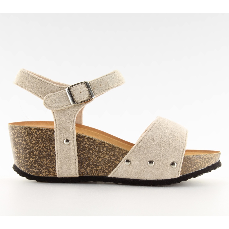 Sandalias en una suela de corcho beige beige