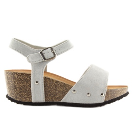 Gris Sandalias grises sobre suela de corcho