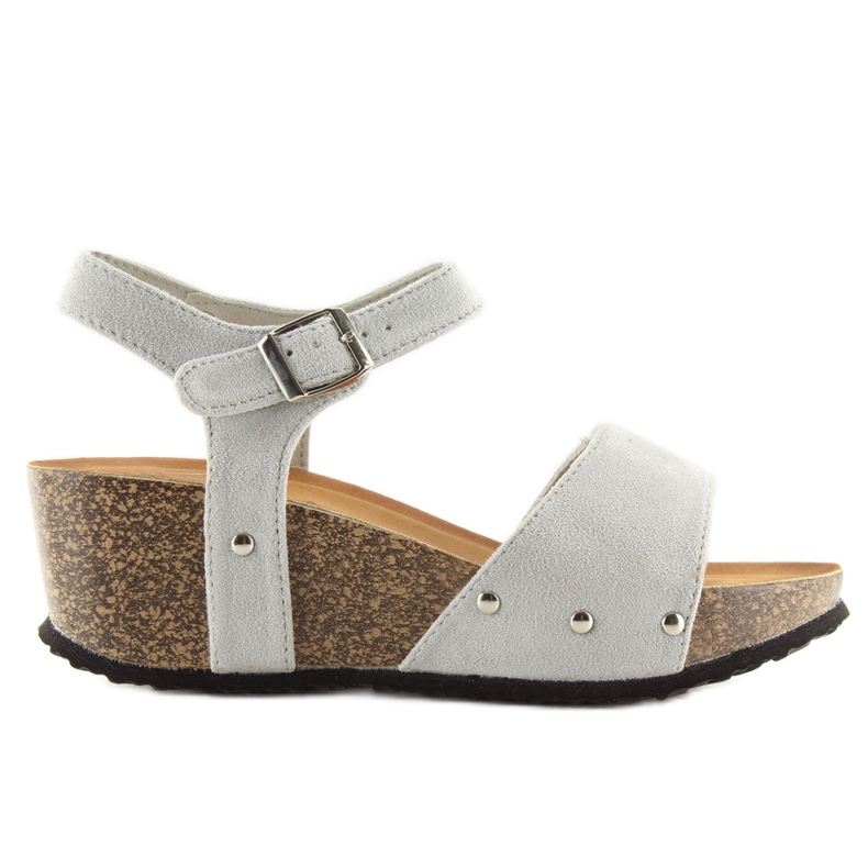 Gris Sandalias grises sobre suela de corcho