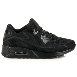 Deportivas de tejido atado negro Deportivas de tejido atado negro