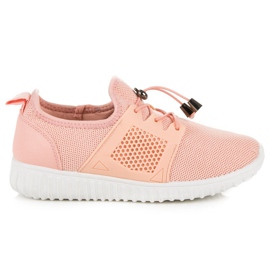 Deportivas salmón con ribete rosado