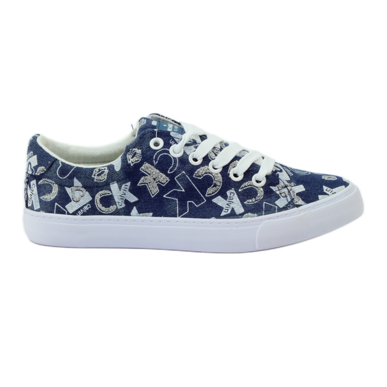 American Club zapatillas americanas de mezclilla con purpurina azul marino