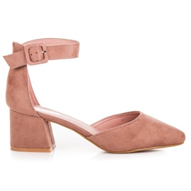 Sandalias ante tacón bajo rosado