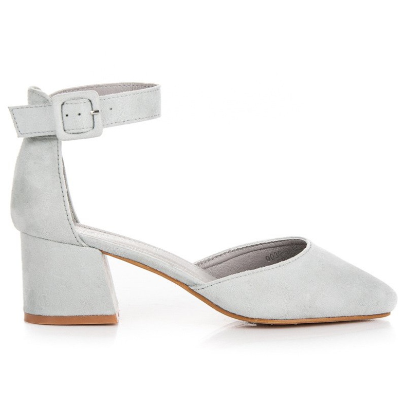 Sandalias ante tacón bajo gris Sandalias ante tacón bajo gris