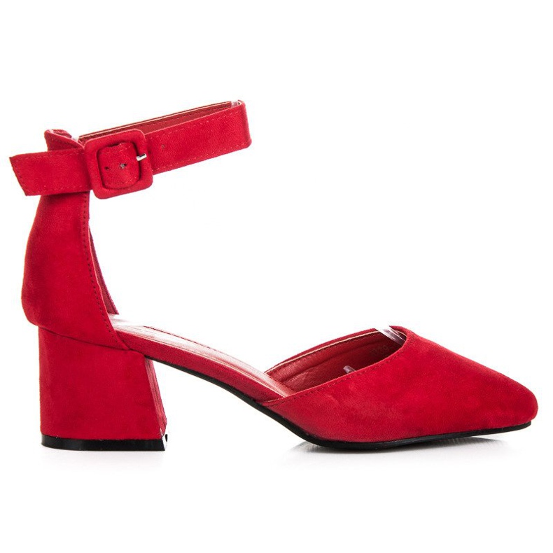 Sandalias ante tacón bajo rojo
