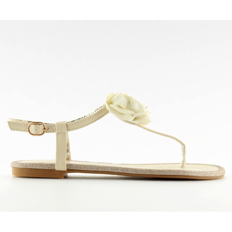 Sandalias chanclas con flor beige T314P Beige