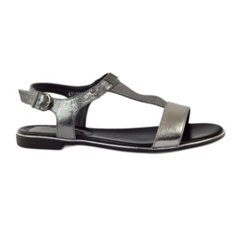 M.Daszyński Sandalias tacón plano Daszyński plateado-negro gris