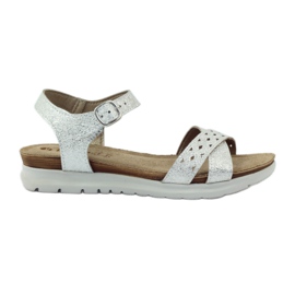 Sandalias de piel Inblu 038 inserto plata gris