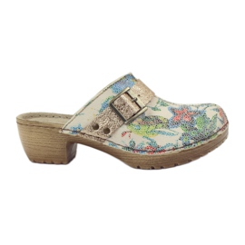 Zuecos con flores Inblu BL02 marrón amarillo multicolor