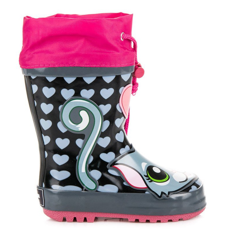 American Club Botas de agua para niñas con costillas americanas rosado gris
