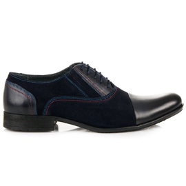 Wolski Zapatos Oxford de cuero azul oscuro azul marino